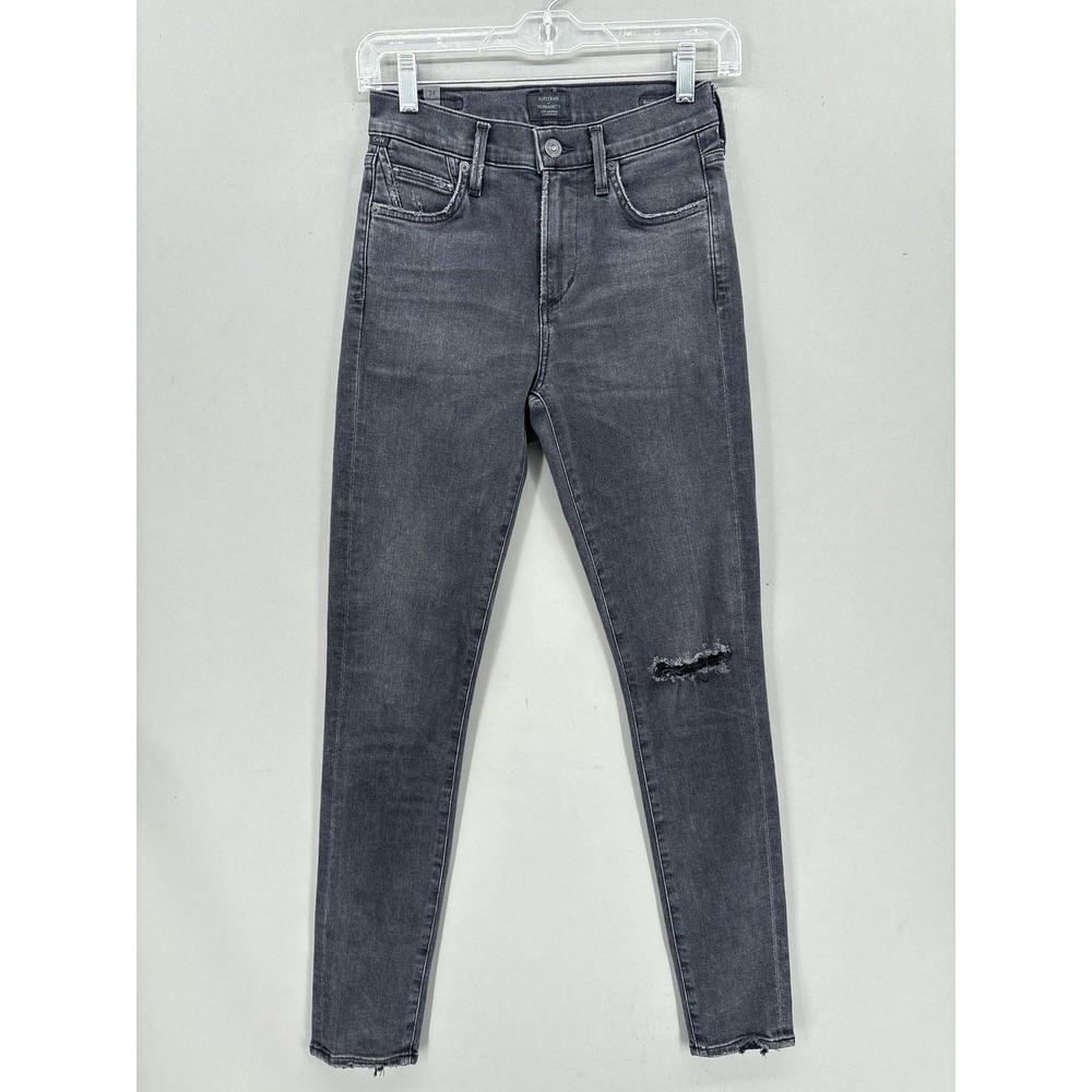 Citizens Of Humanity Jeans Womens 24 Gray Rocket Mid Rise‎ Skinny Distressed USA